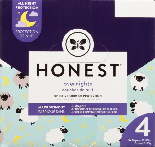 The Honest Company Clean Conscious Diapers Sleepy Sheep Overnight Diapers Size 4 (22-37 lbs) Perspective: right