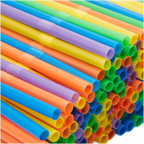 300ct Flexible Plastic Bendy Drinking Straws, Multiple Colors Perspective: right