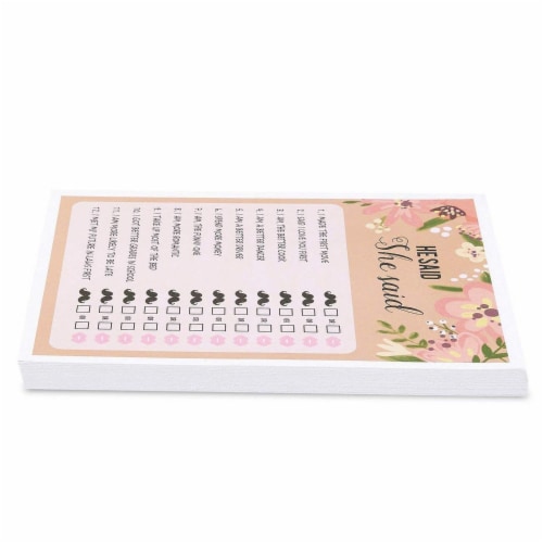 50 Sheet Floral Wedding Game Cards for Bachelorette Party and Wedding, Pink Perspective: right