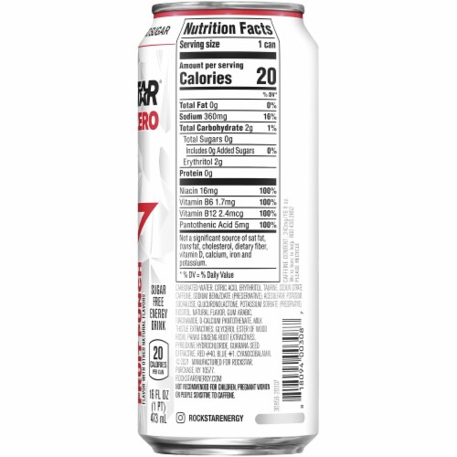 Rockstar Pure Zero Punched Energy Drink Perspective: right