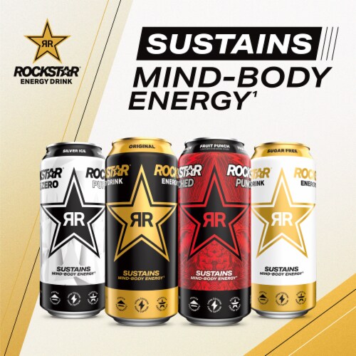 Rockstar® Pure Zero Sugar Free Watermelon Kiwi Energy Drink Can Perspective: right