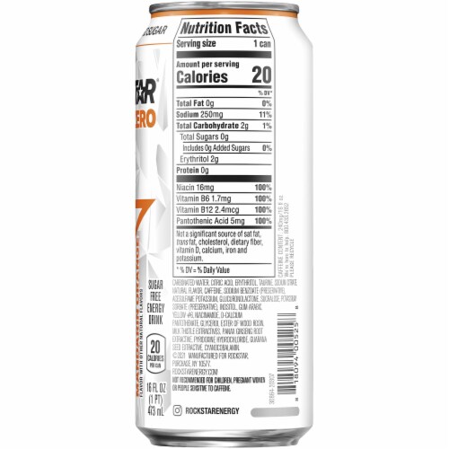 Rockstar Pure Zero Mandarin Orange Energy Drink Perspective: right