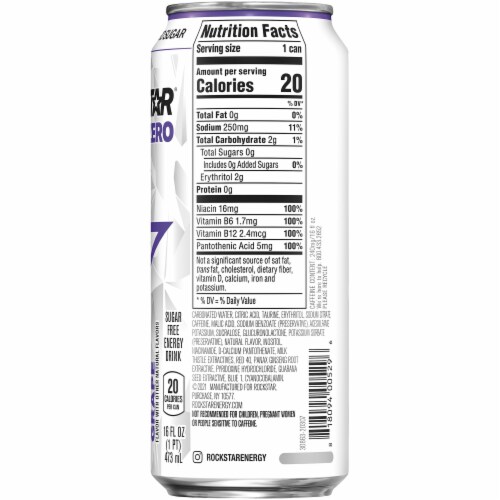 Rockstar® Pure Zero Grape Energy Drink Perspective: right