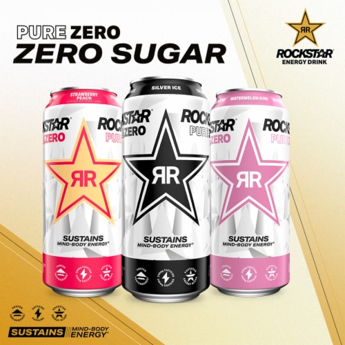 Rockstar® Pure Zero Silver Ice Energy Drink Can Perspective: right
