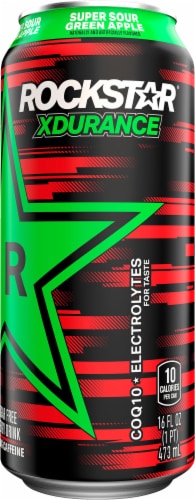 Rockstar XDurance Super Sours Green Apple Energy Drink Perspective: right