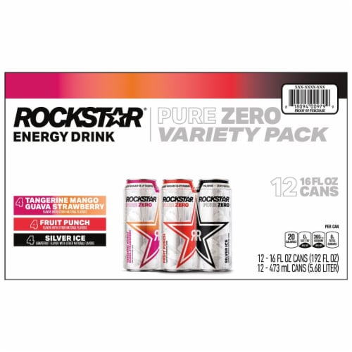Rockstar Pure Zero Energy Drink Variety Pack Perspective: right