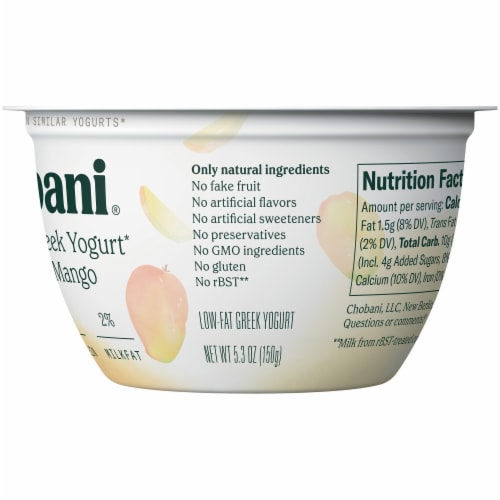 Chobani Less Sugar Alphonso Mango Greek Yogurt Perspective: right