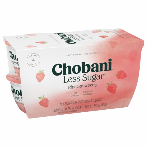 Chobani Less Sugar Low-Fat Monterey Strawberry Greek Yogurt Perspective: right