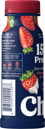 Chobani Zero Added Sugar Greek Yogurt Strawberries & Cream Protein Drink 7 fl oz Perspective: right
