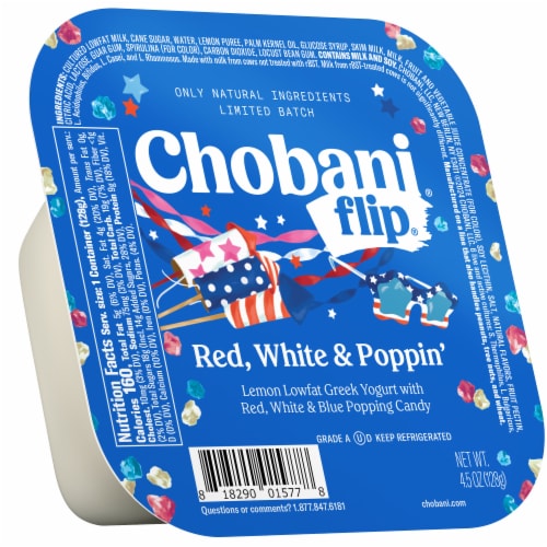 Chobani® Flip® Lowfat Greek Yogurt Limited Batch Red, White & Poppin' Perspective: right