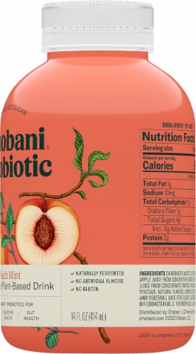 Chobani® Probiotic Peach Mint Plant-Based Drink Perspective: right