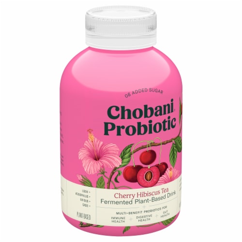Chobani Probiotic Cherry Hibiscus Tea Plant-Based Drink Perspective: right