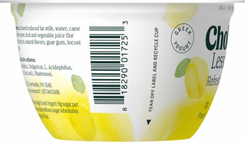 Chobani Less Sugar Low-Fat Fino Lemon Greek Yogurt 5.3oz Perspective: right