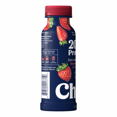 Chobani 20G Protein Lowfat Greek Yogurt Drink Strawberries & Cream 10 fl oz Perspective: right