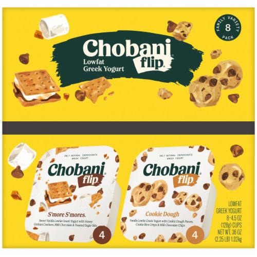 Chobani Flip Low-Fat S'more S'mores and Cookie Dough Greek Yogurt Cups Perspective: right