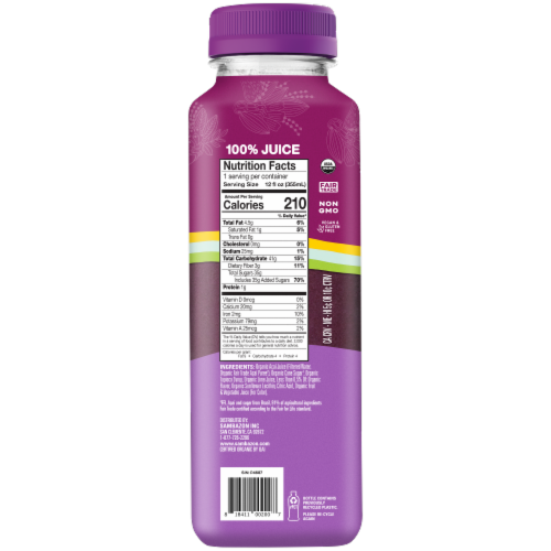 Sambazon® Organic Original Acai Superfruit Juice Bottle Perspective: right