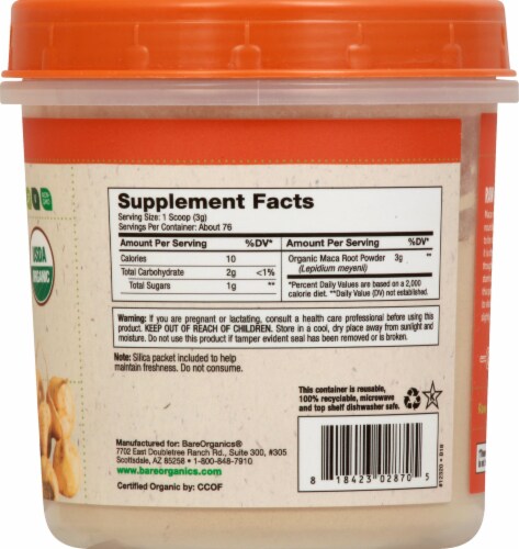 BareOrganics Maca Root Powder Dietary Supplement Perspective: right