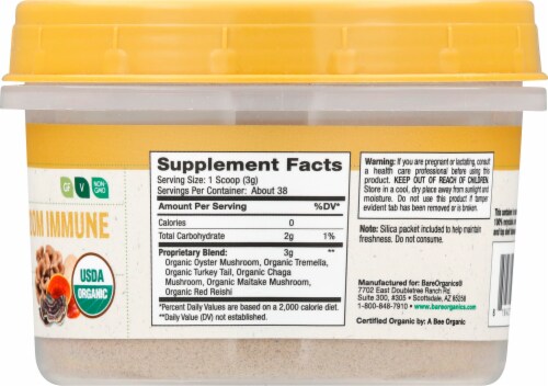 BareOrganics Raw Mushroom Immunity Blend Supplement Perspective: right