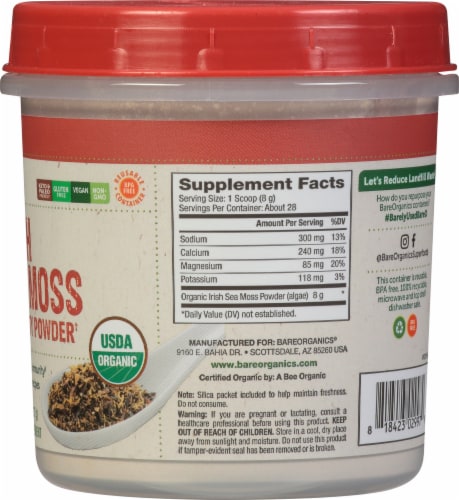 BareOrganics® Gluten Free Raw Irish Moss Powder Perspective: right