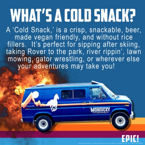 Montucky Cold Snacks® American Lager Beer Single Can Perspective: right