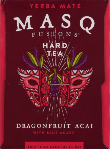 Masq Fusions Dragonfruit Acai Yerba Mate Hard Tea Perspective: right