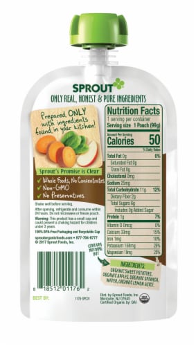 Sprout Sweet Potato Apple Spinach Stage 2 Baby Food Perspective: right