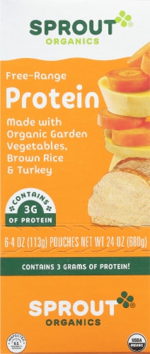 Sprout Organics® Garden Vegetables Brown Rice Turkey Stage 3 Baby Food Perspective: right