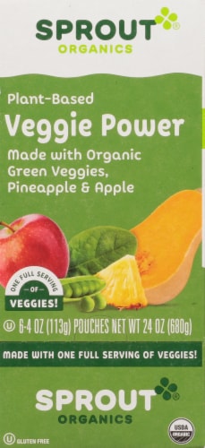 Sprout Organic Veggie Power Green Veggies with Pineapple & Apple Baby Food Perspective: right