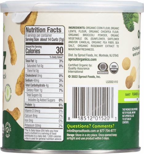 Sprout Organic Curlz® Broccoli Baked Toddler Snacks Perspective: right