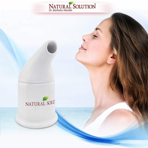 Natural Solution Neti Pot, Ceramic Salt Inhaler, Respiratory Therapy for Asthma and Allergies Perspective: right