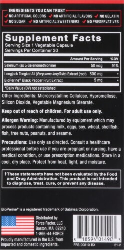 Force Factor Longjack Tongkat Ali 500mg Capsules Perspective: right