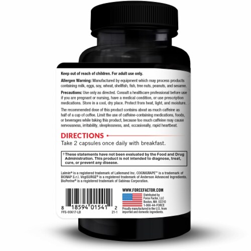 Force Factor Forebrain Advanced Memory & Recall Support Capsules Perspective: right