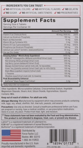Force Factor® Ashwa Tablets Dietary Supplement Tablets Perspective: right