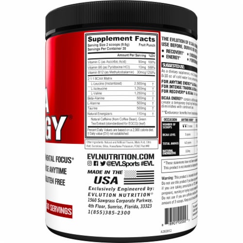 Evlution Nutrition® BCAA Energy® Fruit Punch Flavor Dietary Supplement Powder Perspective: right