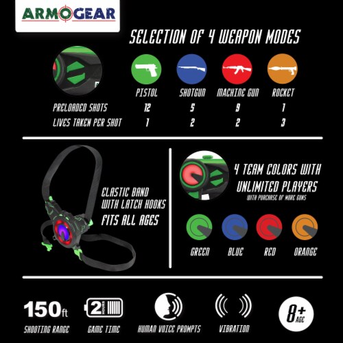 ArmoGear Laser Tag Set 4 Guns Vests for Kids Adults Family Ages 8 13 x 9 x 6 inches Harris Teeter
