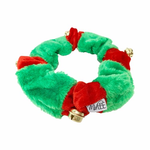Midlee Red/Green Christmas Plush Bell Collar (Small) Perspective: right