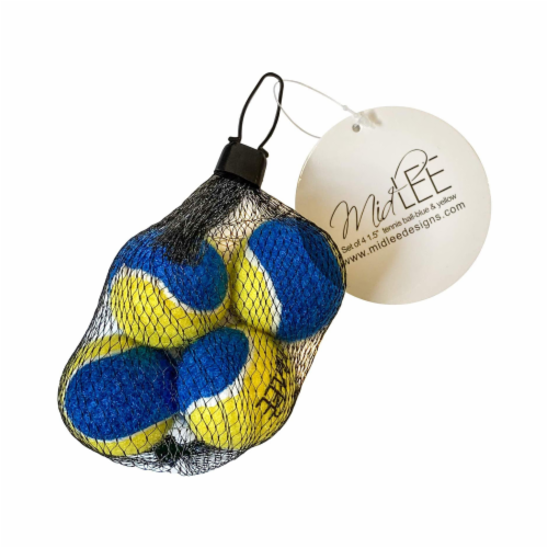 Midlee Mini Dog Tennis Balls - Blue/Yellow- Pack of 4 Perspective: right