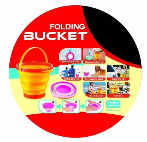 Top Race 2 Gallons (7 Liters) Extra Large Foldable Pail Bucket Set of 2 Perspective: right
