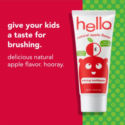 Hello Toddler Organic Apple Flavor Training Toothpaste and Toothbrush Perspective: right