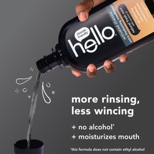 hello Activated Charcoal Extra Freshening Mouthwash Alcohol Free Perspective: right