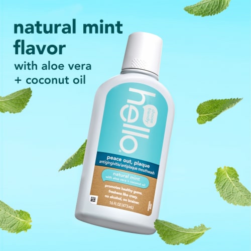 hello Peace Out Plaque Fluoride Free and Alcohol Free Mouthwash in Natural Mint Perspective: right