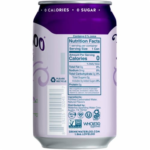 Waterloo® Grape Sparkling Water Perspective: right
