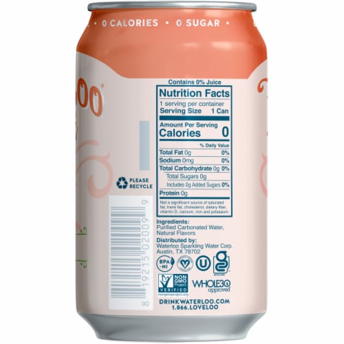 Waterloo® Peach Sparkling Water Perspective: right