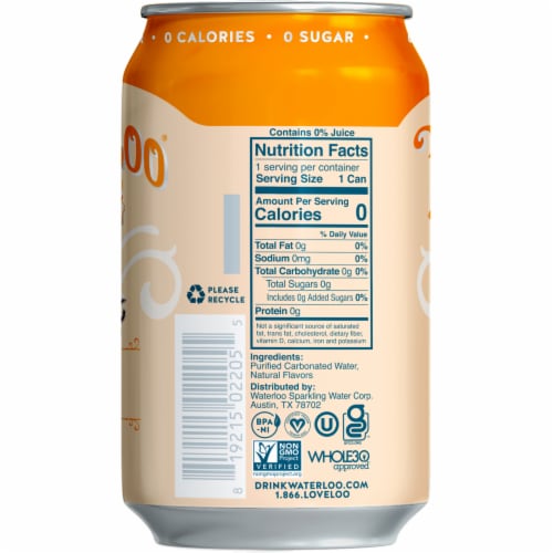 Waterloo Orange Vanilla Sparkling Water Perspective: right