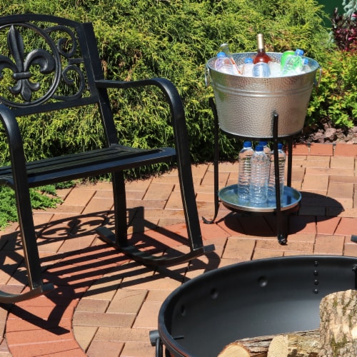 Sunnydaze Pebbled Stainless Steel Ice Bucket Cooler with Stand and Tray, 24 Fry’s Food Stores