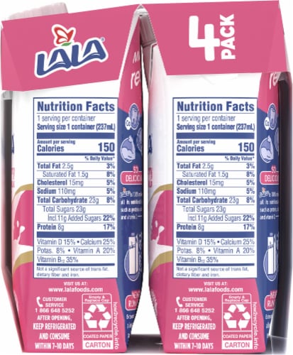 LaLa® Strawberry Low Fat Shelf Stable Milk Perspective: right