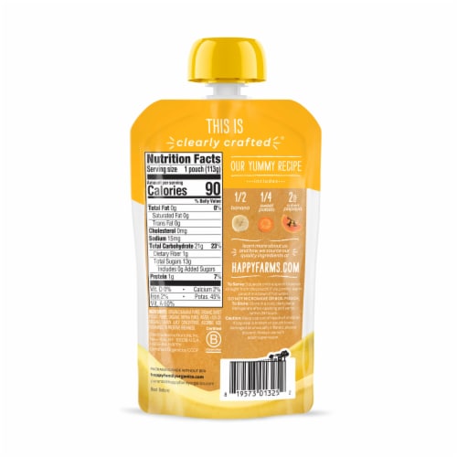 Happy Baby Clearly Crafted Stage 2 Bananas Sweet Potatoes & Papaya Pouch Perspective: right