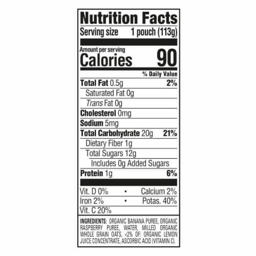 Happy Baby® Clearly Crafted® Organic Bananas Raspberries & Oats Stage 2 Baby Food Pouches Perspective: right