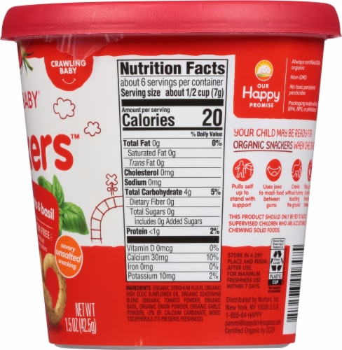 Happy Baby® Snackers™ Organic Tomato and Basil Baked Grain Snack Perspective: right