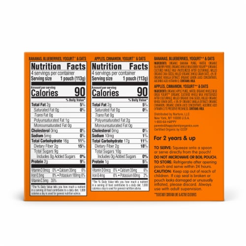 Happy Tot Super Morning Toddler Food Stage 4 Give Back 2 Flavor Variety Pack Pouch Perspective: right